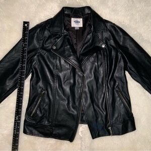 XS Old Navy Vegan Faux Leather Zip up Black Jacket